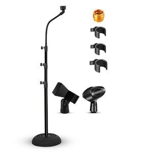 5Core Mic Stand Floor Adjustable Round Base Universal Metal Microphone Stands